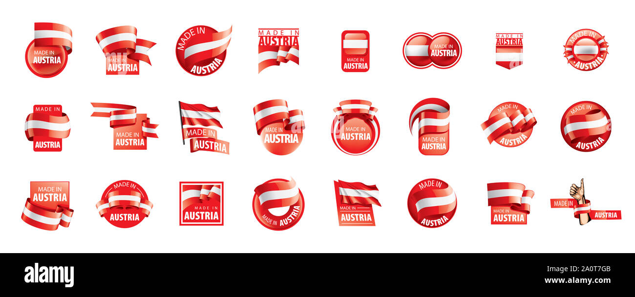 Drapeau de l'Autriche, vector illustration sur un fond blanc. Banque D'Images