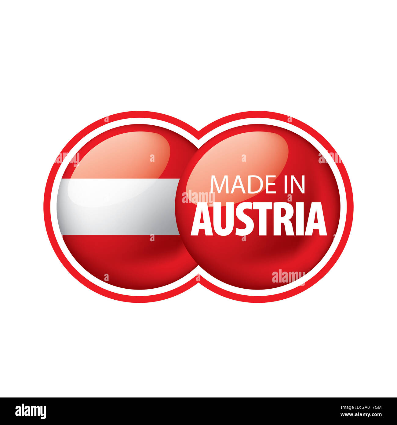 Drapeau de l'Autriche, vector illustration sur un fond blanc. Banque D'Images