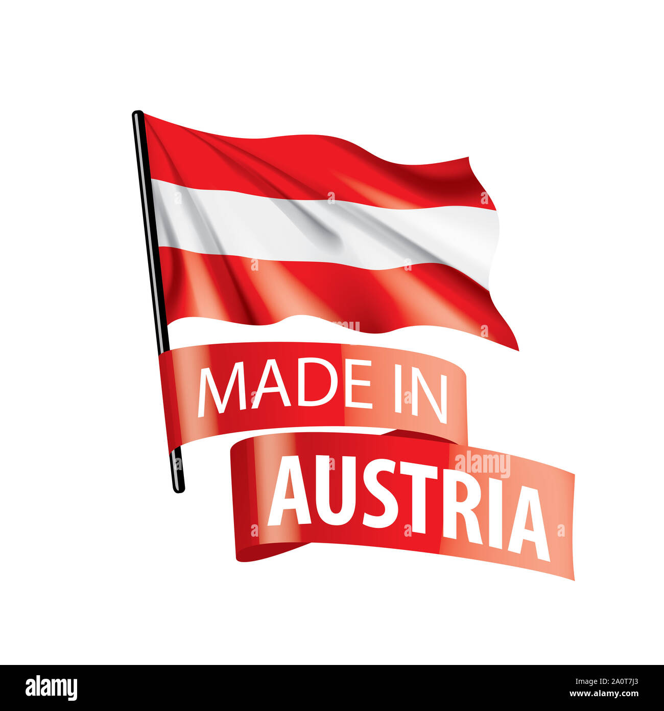 Drapeau de l'Autriche, vector illustration sur un fond blanc. Banque D'Images