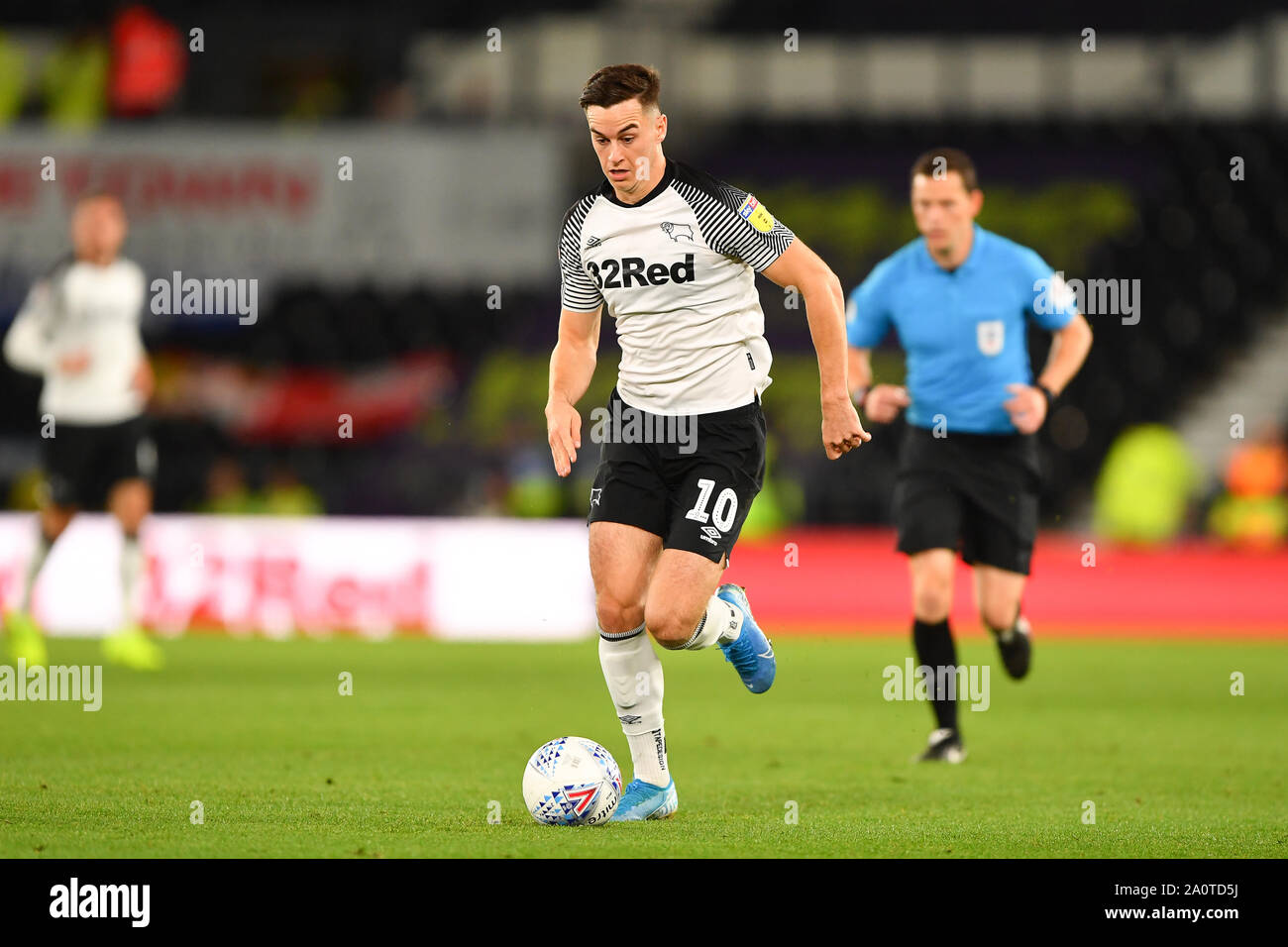 13 septembre 2019, Pride Park, Derby, England ; Sky Bet championnat de football, Derby County vs Cardiff City ; Tom Lawrence (10) de Derby County Crédit : Jon Hobley/News Images images Ligue de football anglais sont soumis à licence DataCo Banque D'Images