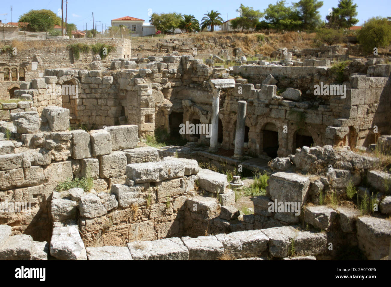 Ancienne Corinthe ruines, Grèce Banque D'Images