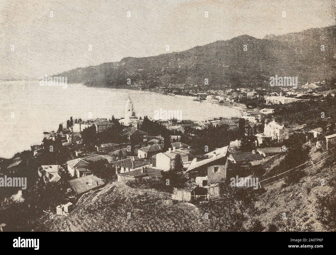 Vue générale de Yalta (Crimée) au 19e siècle. Banque D'Images