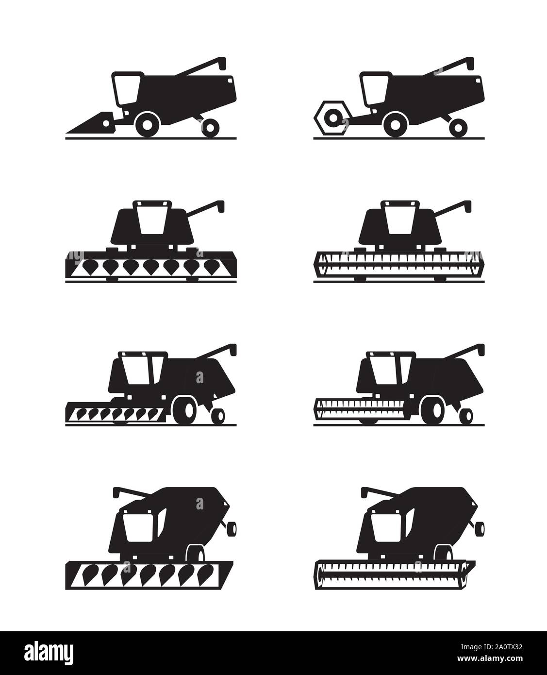 Moissonneuse-batteuse dans perspective différente - vector illustration Illustration de Vecteur