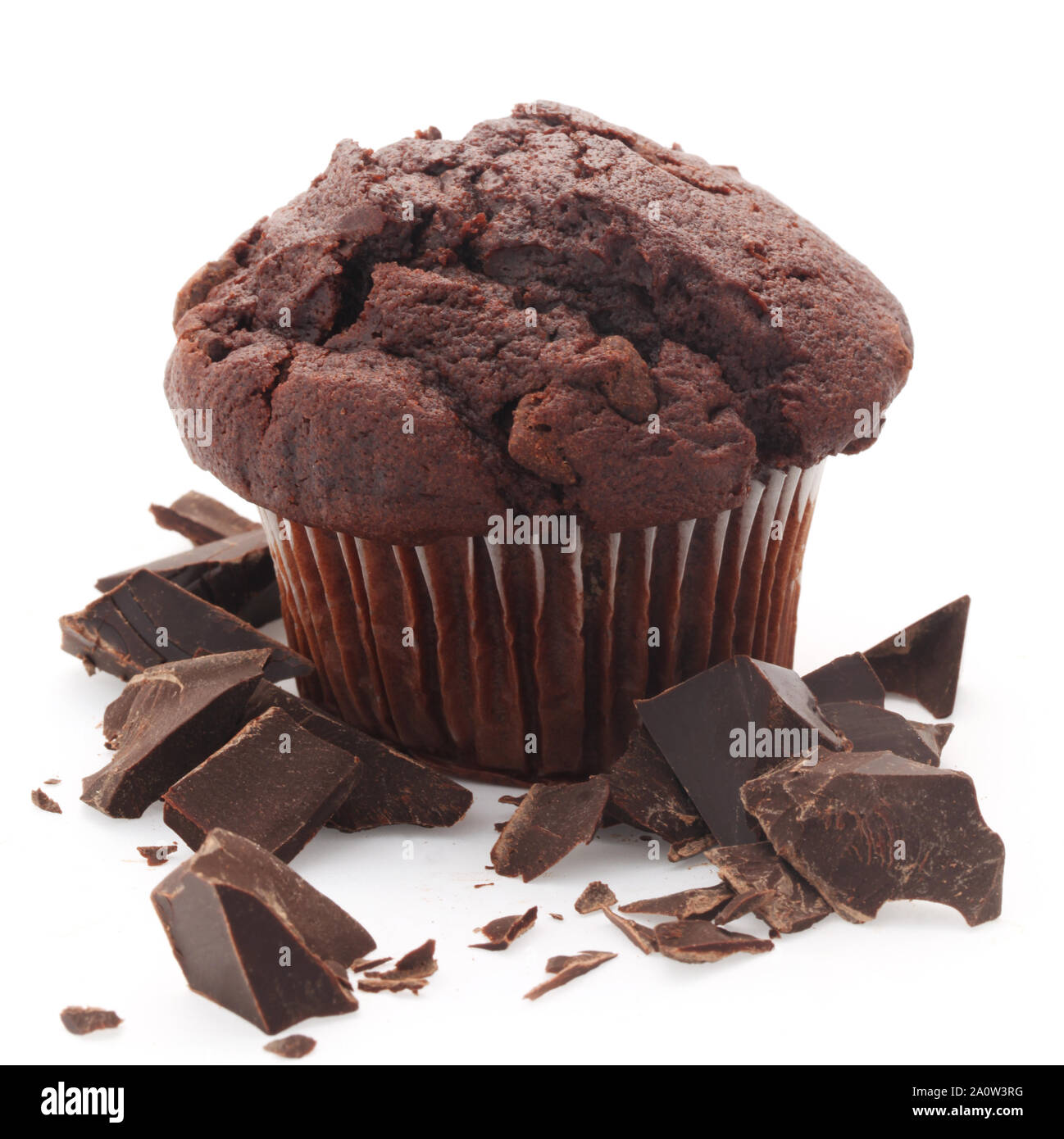 Muffin Double chocolat Isolated On White Banque D'Images