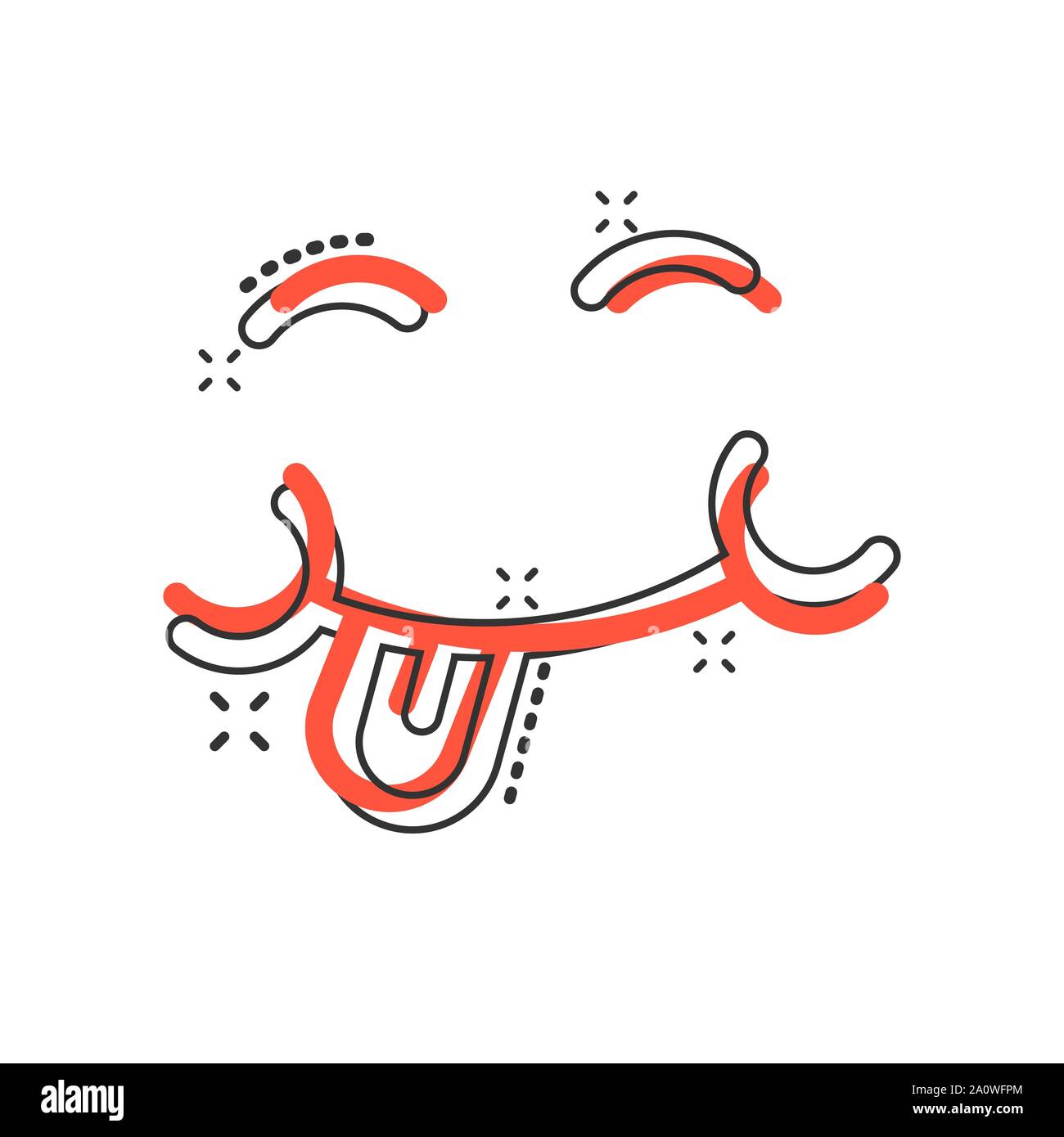 Sourire Face A L Icone Dans Le Style Comique Vector Cartoon Illustration Emoticon Tongue On White Background Isoles Caractere Rigolo Splash Concept Effe Image Vectorielle Stock Alamy