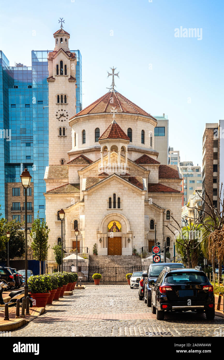 Cathédrale de Saint Elias et saint Grégoire l'Illuminateur, l'Eglise Arménienne Catholique, Beyrouth, Liban Banque D'Images