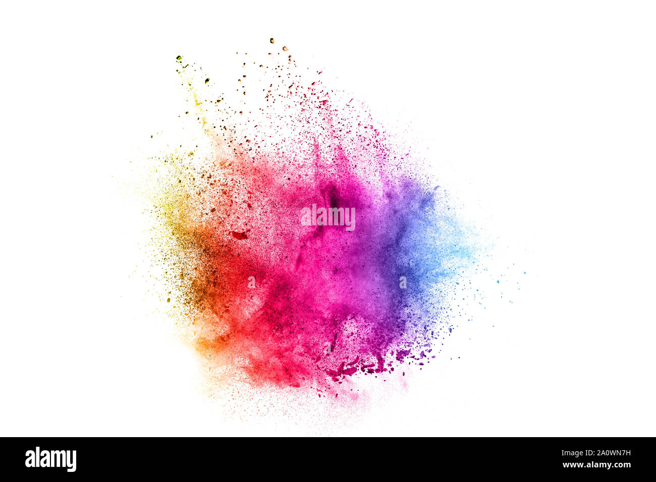 Explosion de couleurs pour Happy Holi en poudre.Résumé Contexte de l'éclatement des particules de couleur ou aux éclaboussures. Banque D'Images