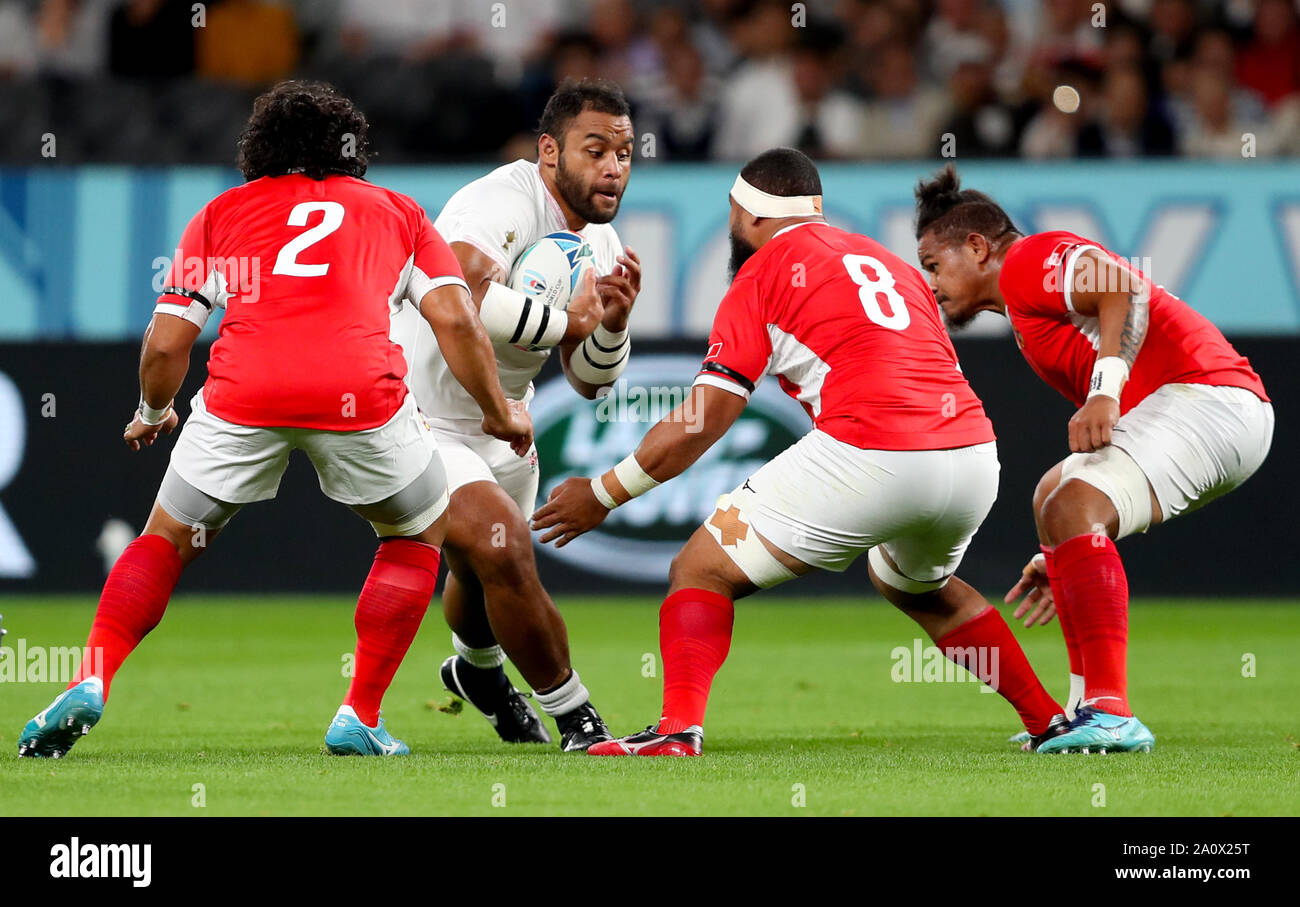L'Angleterre est Billy Vunipola (centre) en action lors de la Coupe du Monde de Rugby 2019 Bassin C match à Sapporo Dome. Banque D'Images