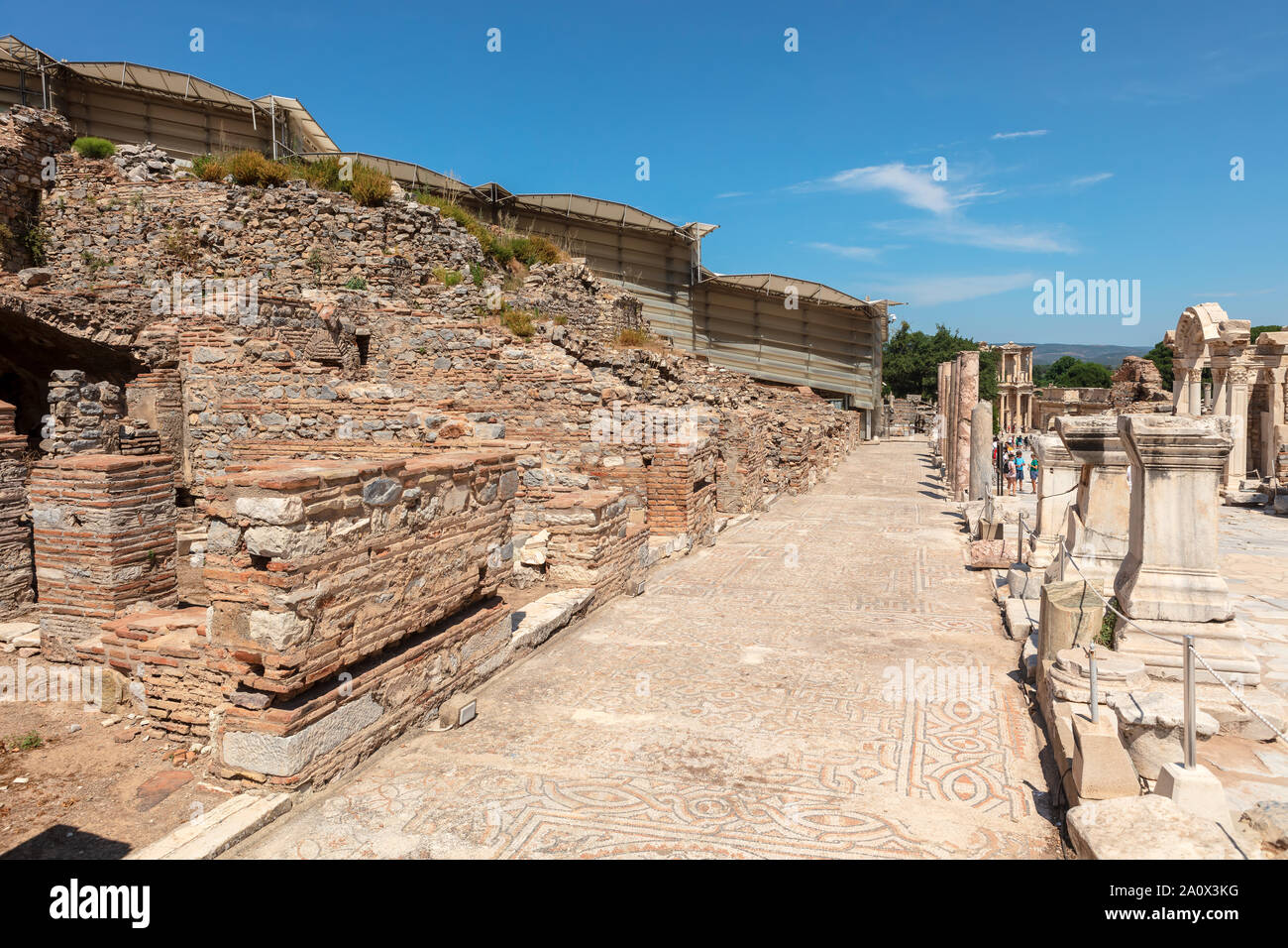 Site archéologique romain antique d'Ephèse, l'Anatolie, une attraction touristique populaire. Banque D'Images