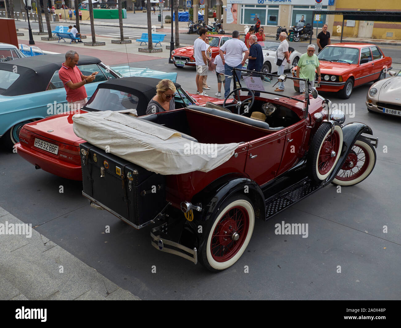 1928 A. Ford Classic car réunion à Torremolinos, Malaga, Espagne. Banque D'Images