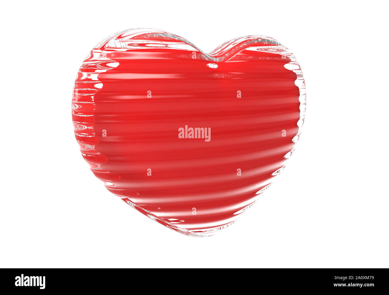 Coeur en verre avec sang à l'intérieur (illustration 3D) Banque D'Images