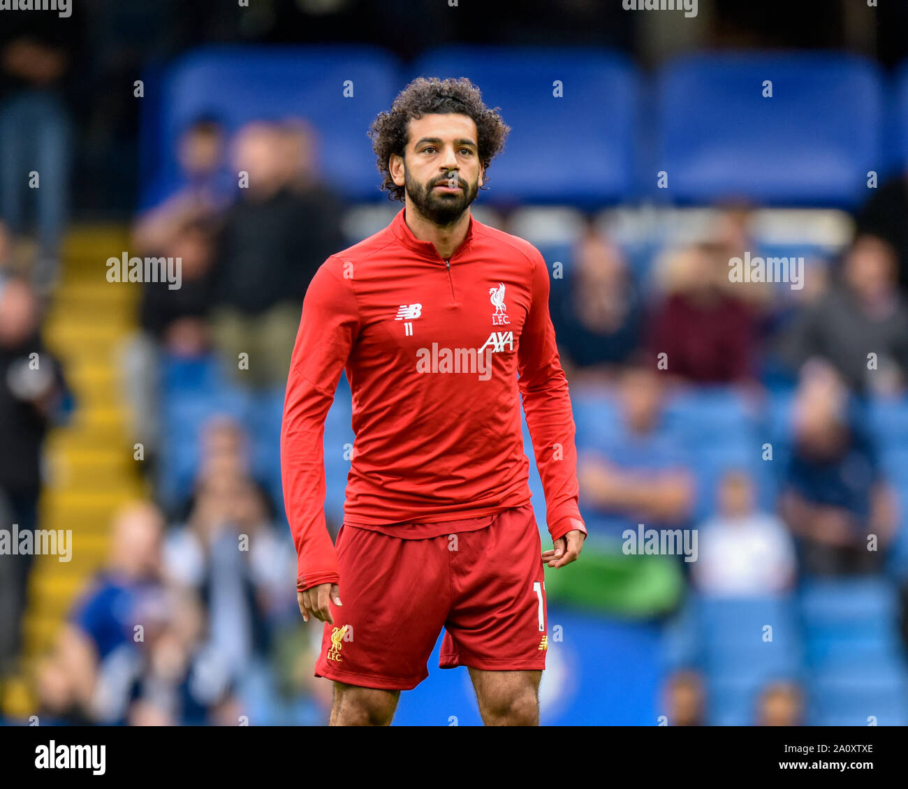 Londres, Royaume-Uni. 22 Sep, 2019. 22 septembre 2019, Stamford Bridge, Londres, Premier League Football, Chelsea vs Liverpool ; Mohamed Salah (11) de Liverpool en préchauffage Crédit : David John/News Images images Ligue de football anglais sont soumis à licence DataCo Crédit : News Images /Alamy Live News Banque D'Images