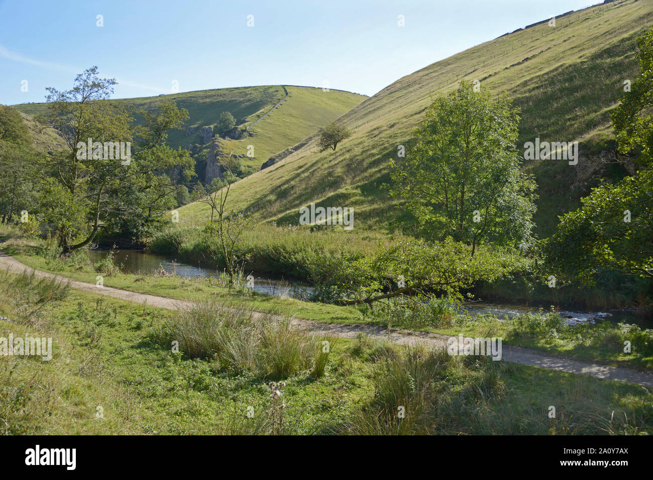 Voir d'Wolfscote Dale vallée, Derbyshire. Banque D'Images