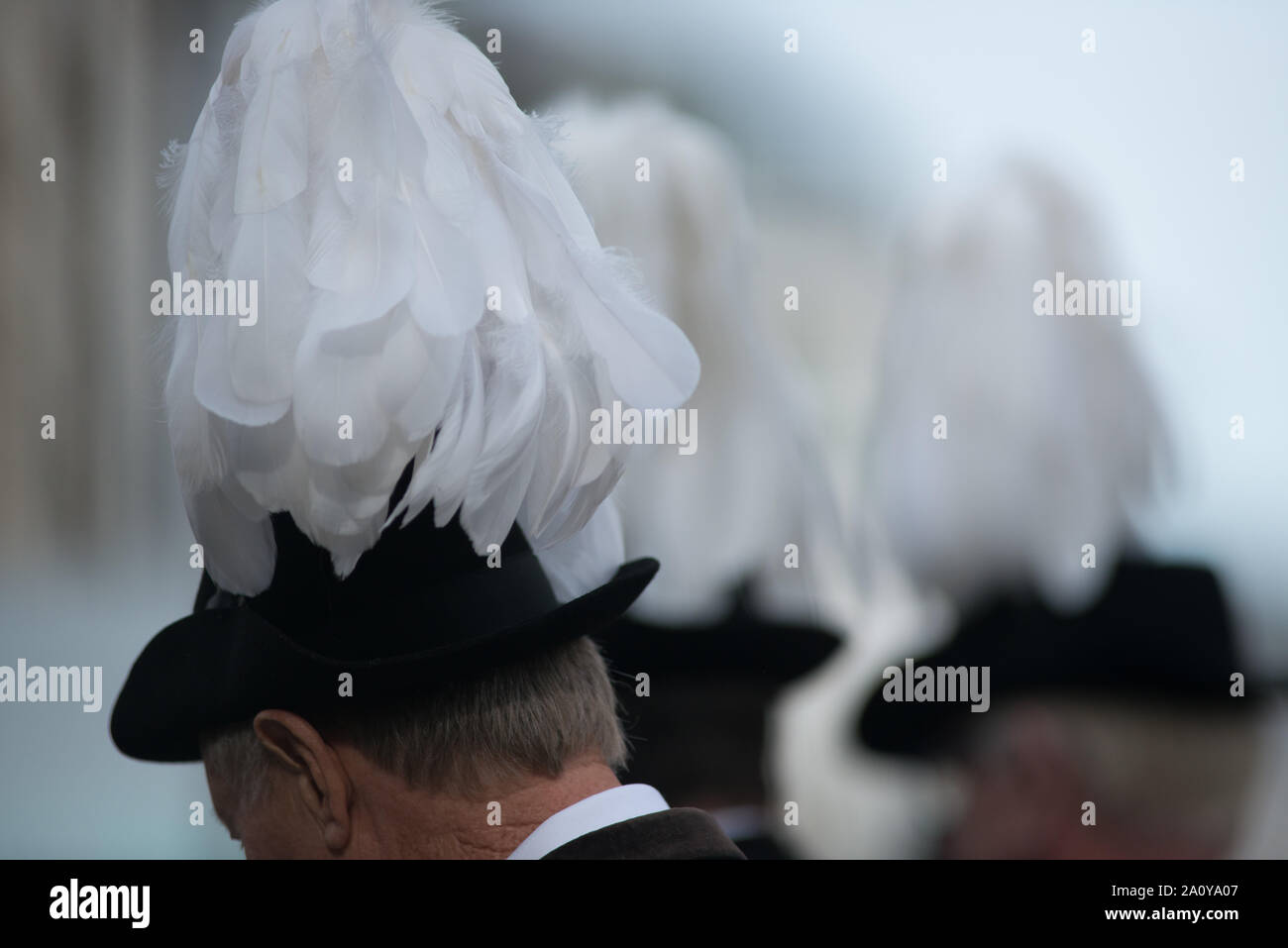 Chapeau traditionnel bavarois, vu avant la parade des costumes à l'occasion de l'Oktoberfest à Munich Banque D'Images