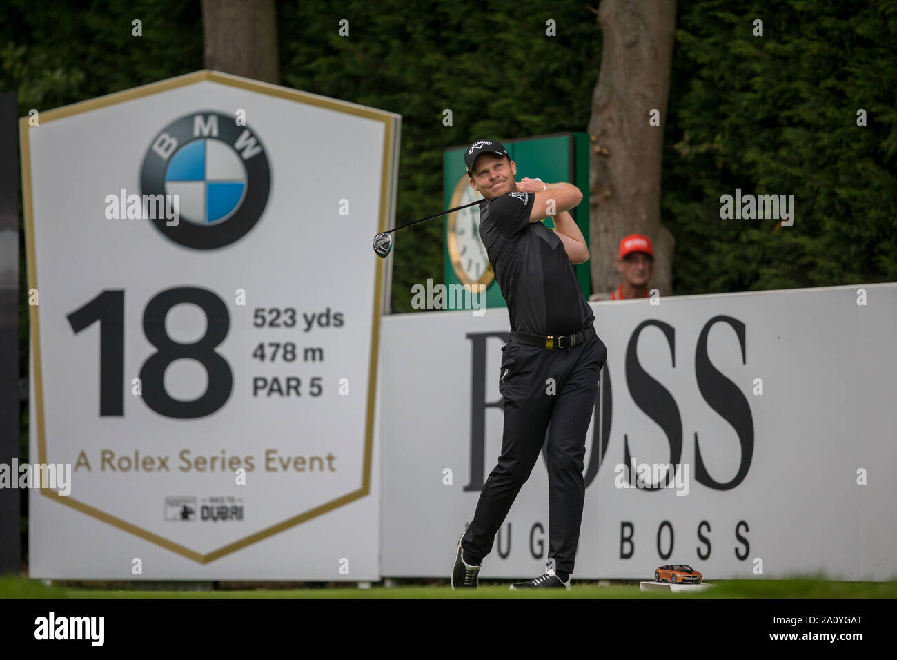 Wentworth, Surrey, UK. 22 sept 2019. European Tour Golf, BMW PGA Championship à Wentworth, Tour Final ; Danny Willett (FRA) coup de départ au 18e trou : Action Crédit Plus Sport Images/Alamy Live News Banque D'Images