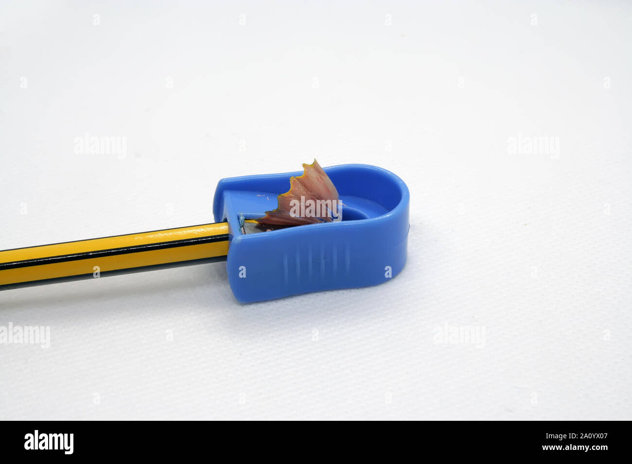 Taille-crayon et. Crayon d'affûtage. Crayon scolaire et taille-crayons. Banque D'Images