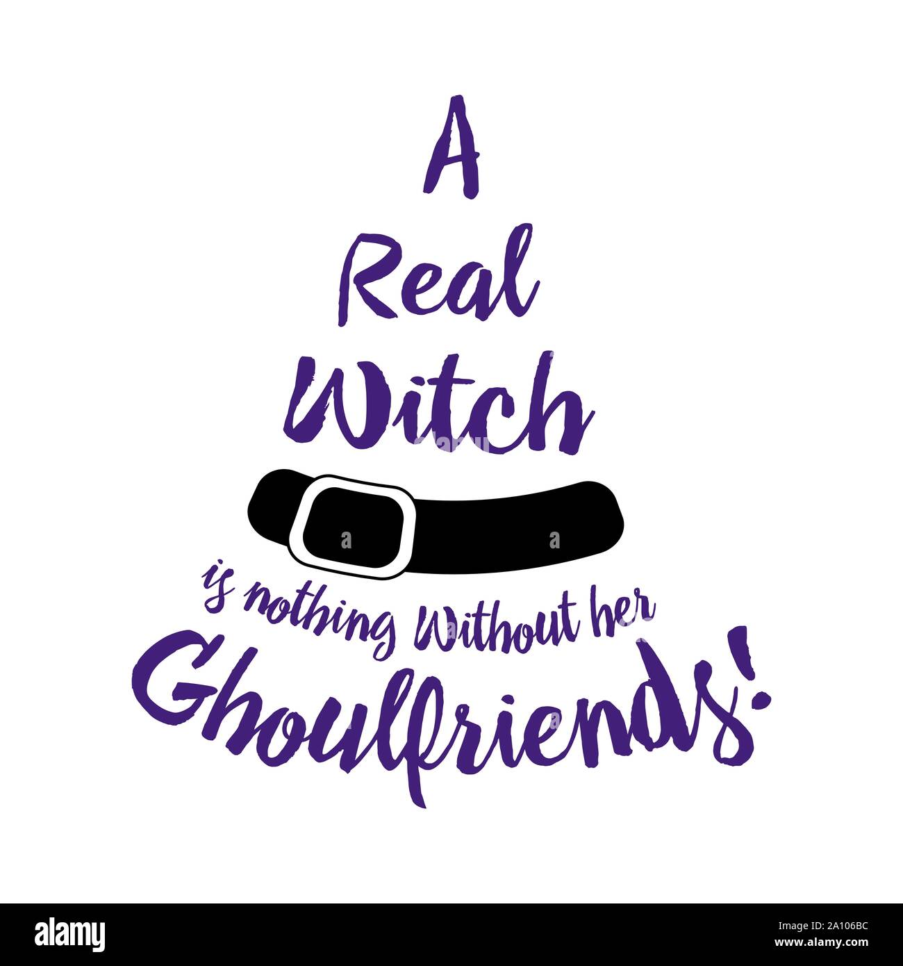 Poster un lettrage halloween sorcière n'est rien sans son ghoulfriends . Lettrage Halloween sur silhouette hat. Vector illustration chapeau de sorcière. Wifi Illustration de Vecteur