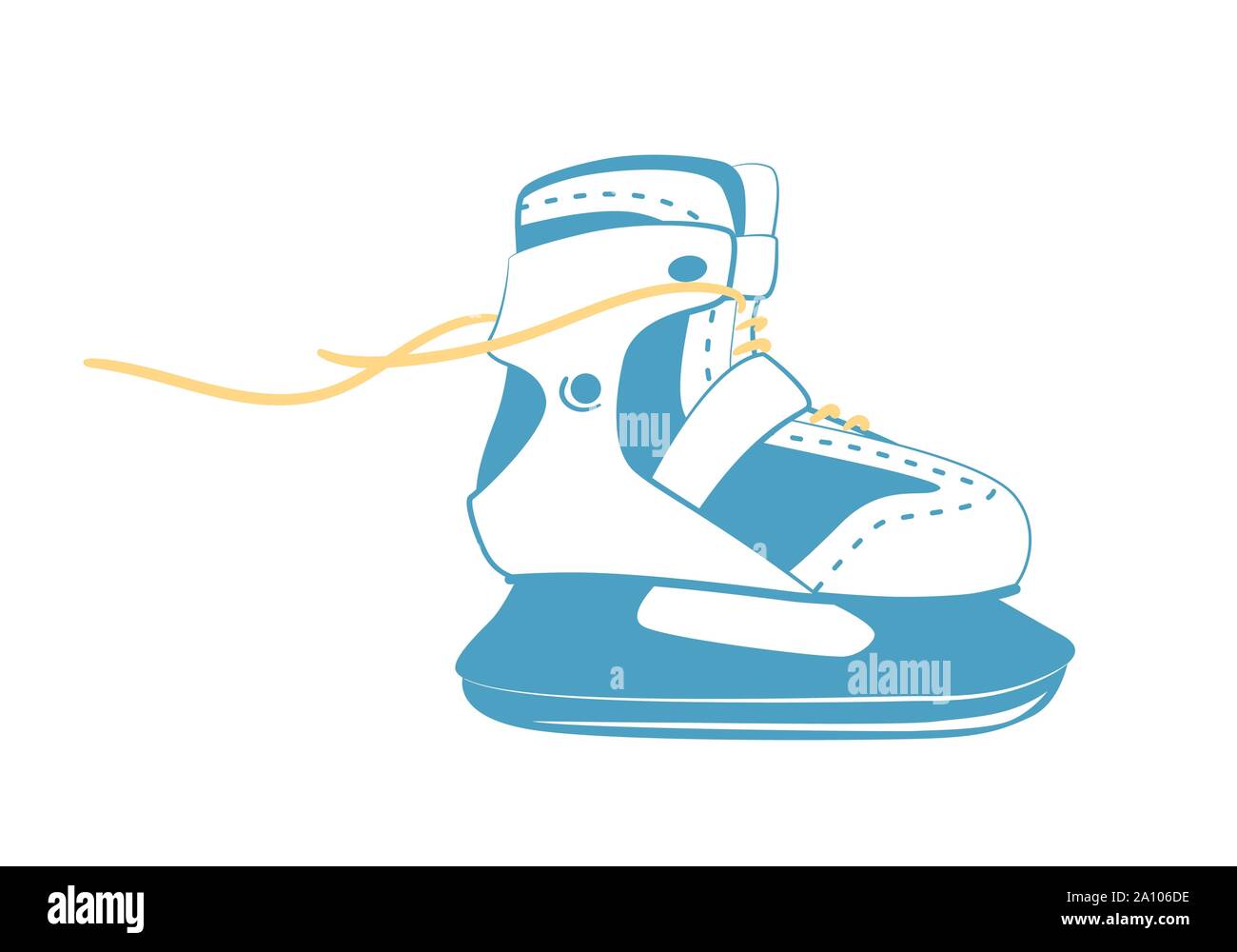 Patins à glace avec des lacets. La figure de remise en forme en skate style de ligne. Les équipements de sport logo. Vue de côté. Vector illustration isolé sur fond blanc. Illustration de Vecteur