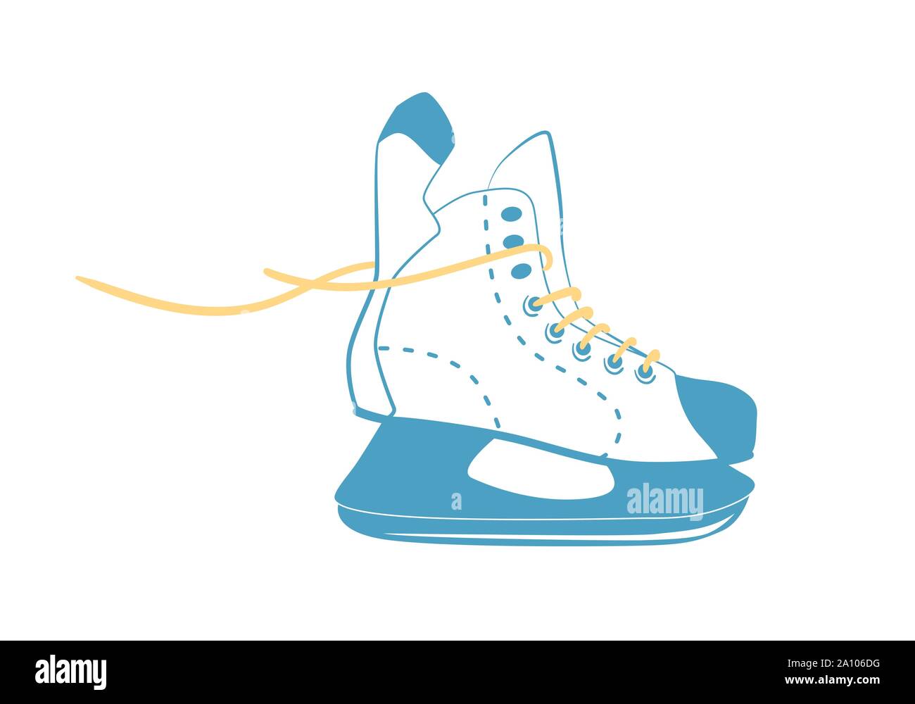 Patins à glace pour hockey avec des lacets en style de ligne. Les équipements de sport logo. Vue de côté. Vector illustration isolé sur fond blanc. Illustration de Vecteur