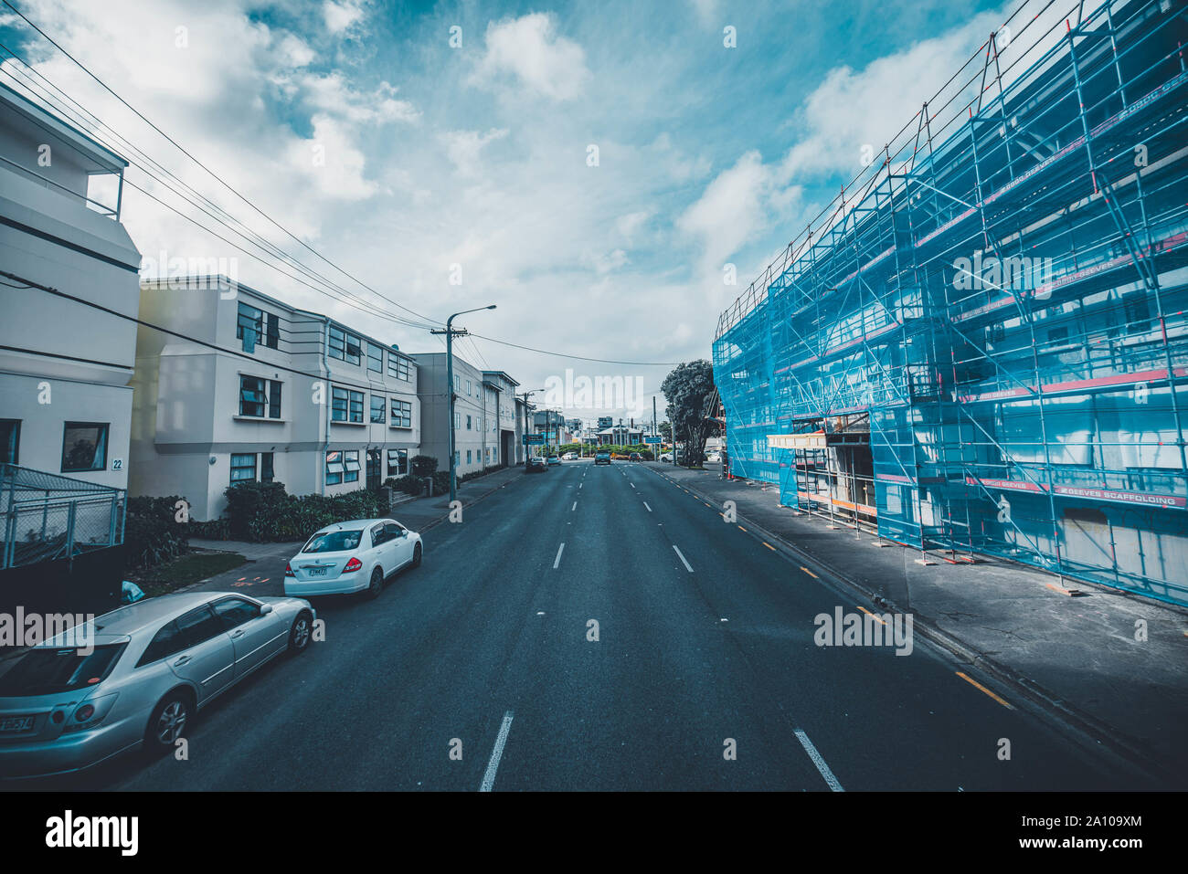 Wellington, Nouvelle-Zélande - Aug 23, 2019 Ville : vue sur la rue de Wellington en Nouvelle-Zélande. Banque D'Images