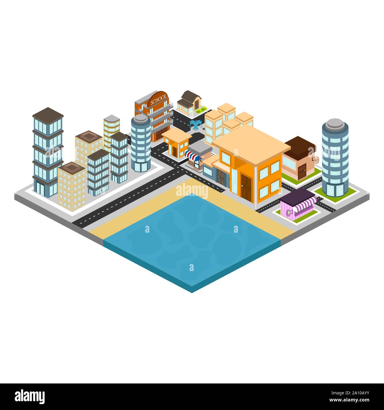 D'un horizon isolé ville 3d sur un fond blanc - Vector Illustration de Vecteur