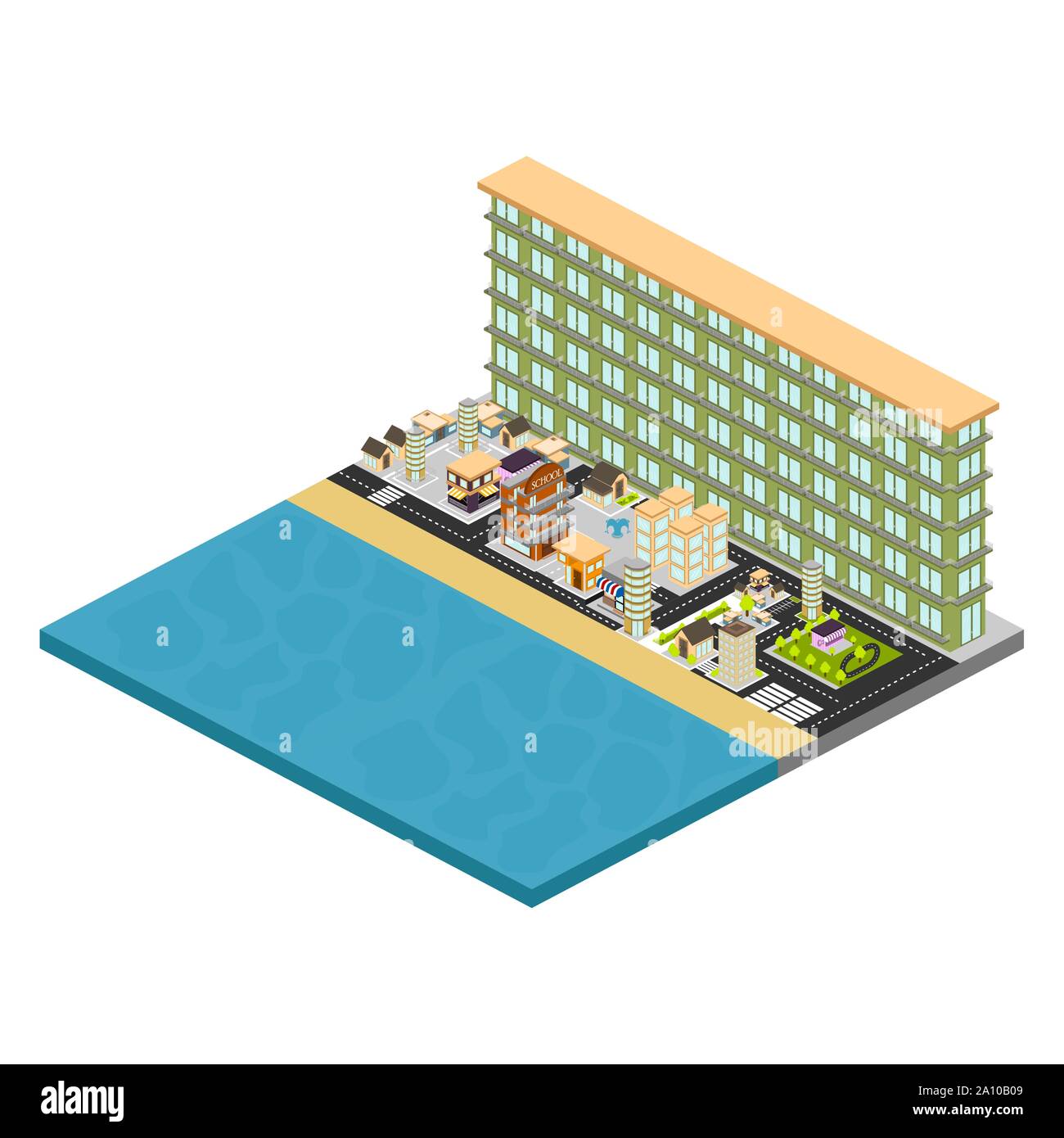 D'un horizon isolé ville 3d sur un fond blanc - Vector Illustration de Vecteur