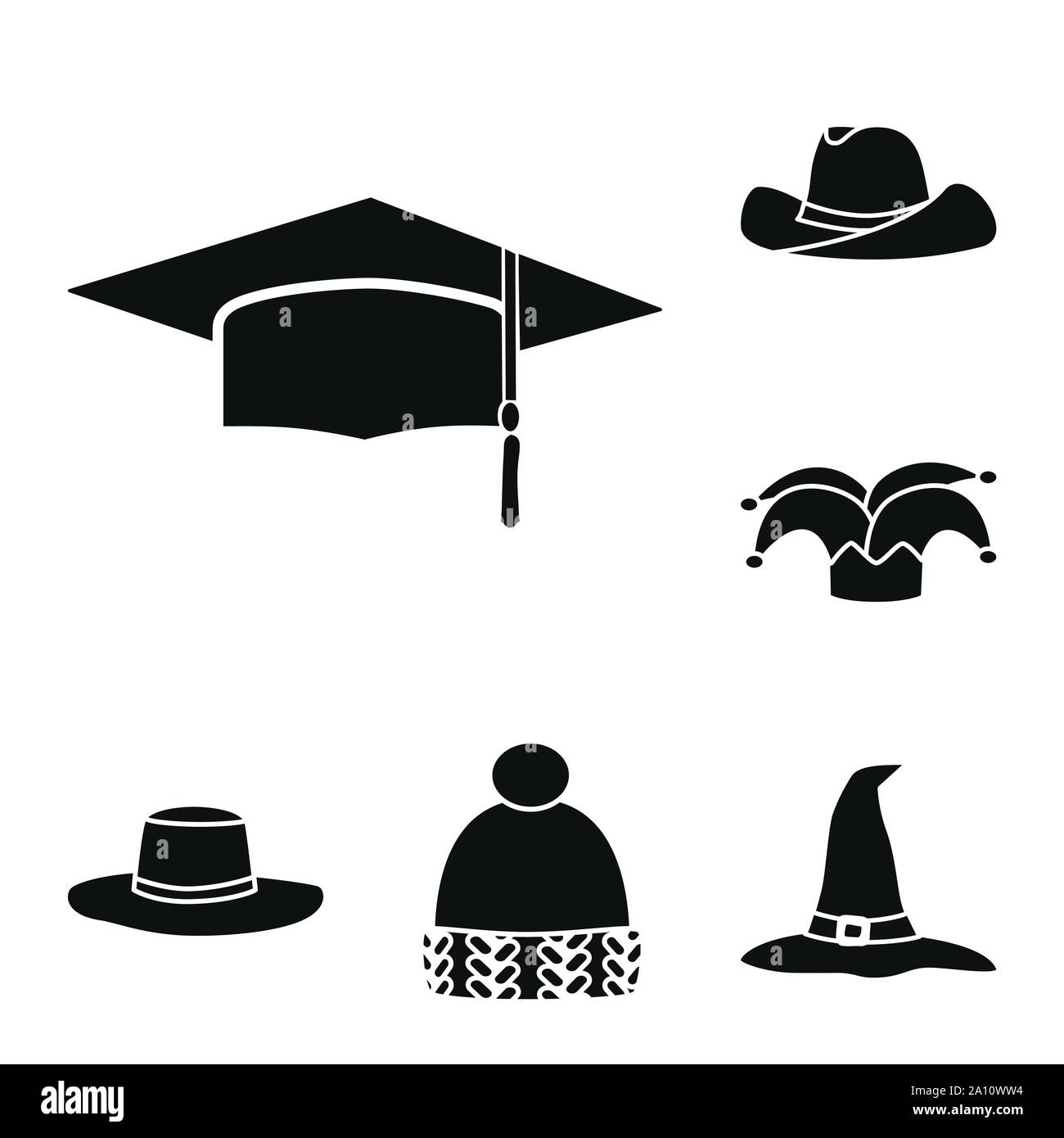 Objet isolé de beanie et beret signe. Set de beanie et napper vector icône de stock. Illustration de Vecteur