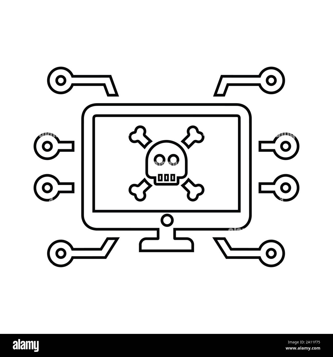 Beau design et totalement modifiable virus informatique attaque, crime, cyber, hack, piratage, l'accès illégal, la perte de données à des fins commerciales, de l'icône print media, nous Illustration de Vecteur