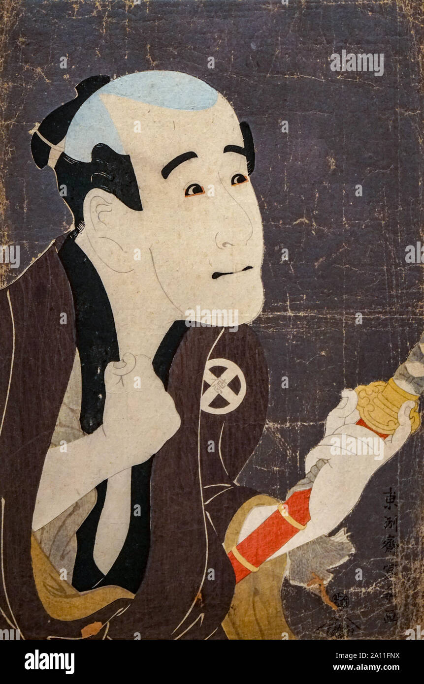 L'acteur comme l'arrêtoir Tokuji Otani, Sodesuke Toshusai Sharaku, par l'estampe, période Edo, 1794 Banque D'Images