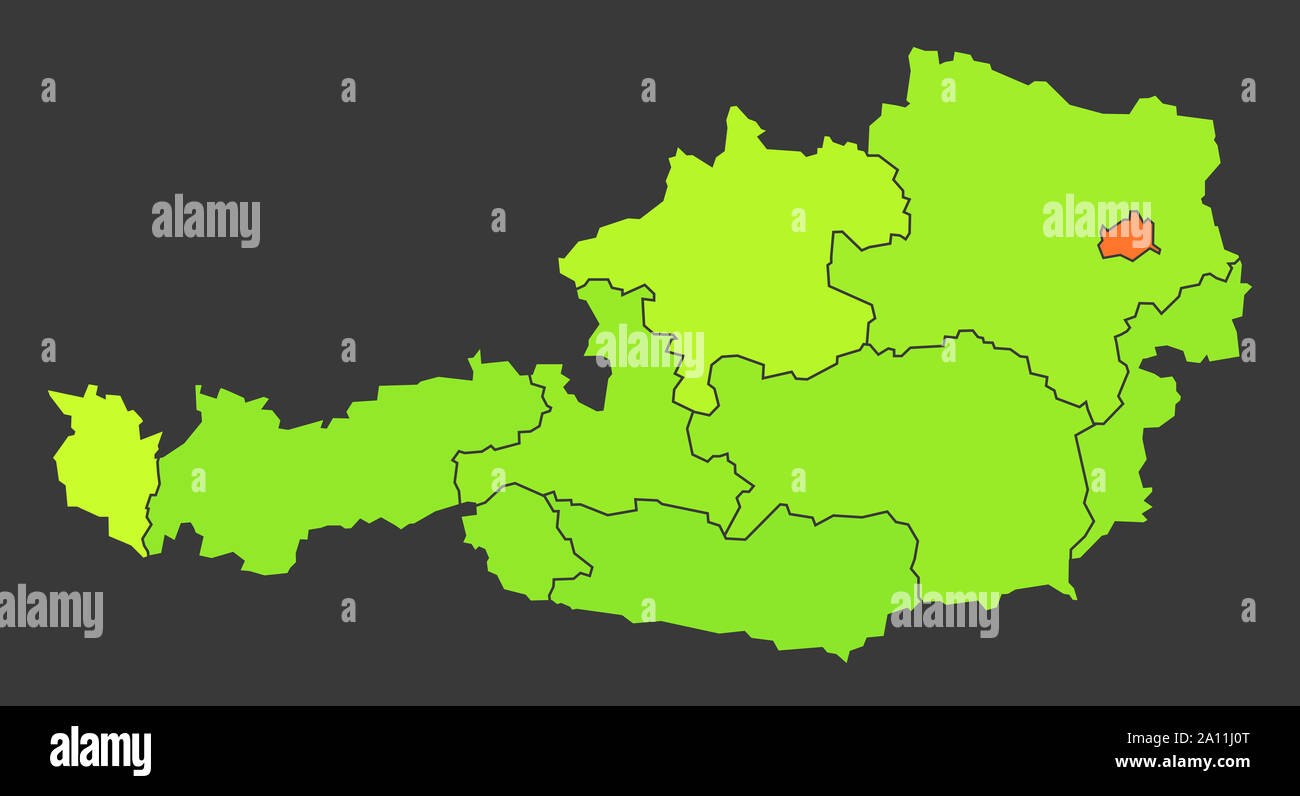 La chaleur de la population de l'Autriche carte en densité couleur illustration Banque D'Images