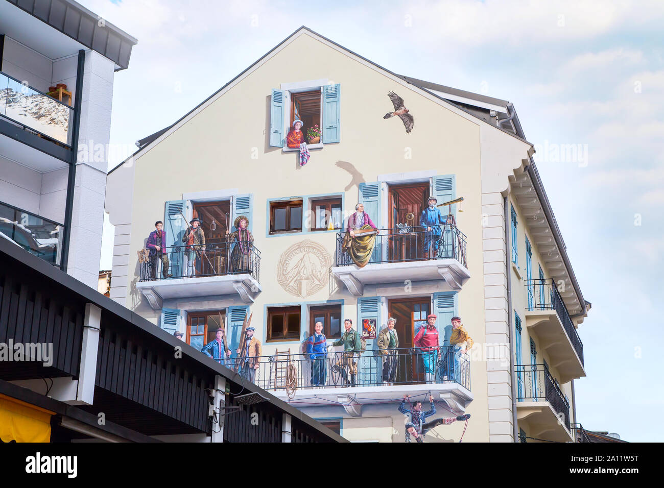 Chamonix, France - le 23 janvier 2015 : peinture murale dans le centre-ville de Chamonix, France Banque D'Images