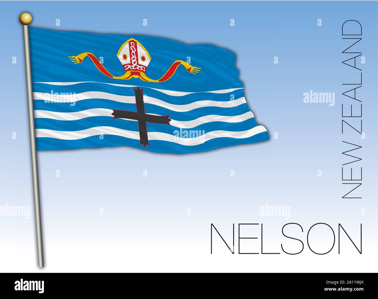 Drapeau de Nelson, Nouvelle-Zélande, vector illustration Illustration de Vecteur