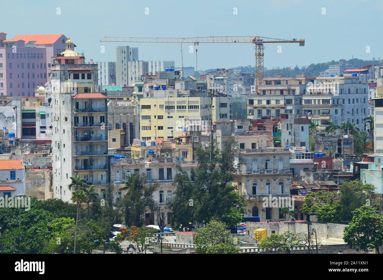 Vue panoramique sur le front de mer de La Havane à partir de la forteresse del Morro Banque D'Images