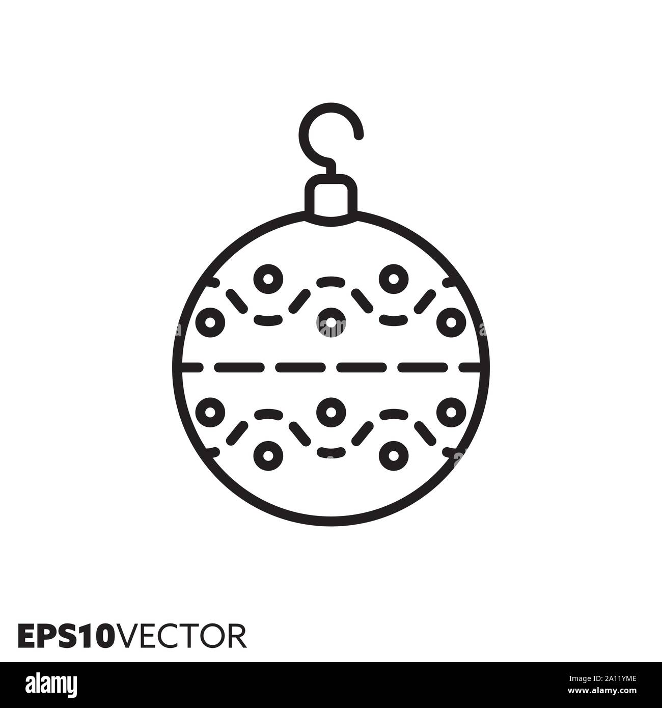 Arbre de Noël l'icône de la ligne de Babiole. Contours symbole de vacances et de décoration de fête. Ornement saison télévision vector illustration. Illustration de Vecteur