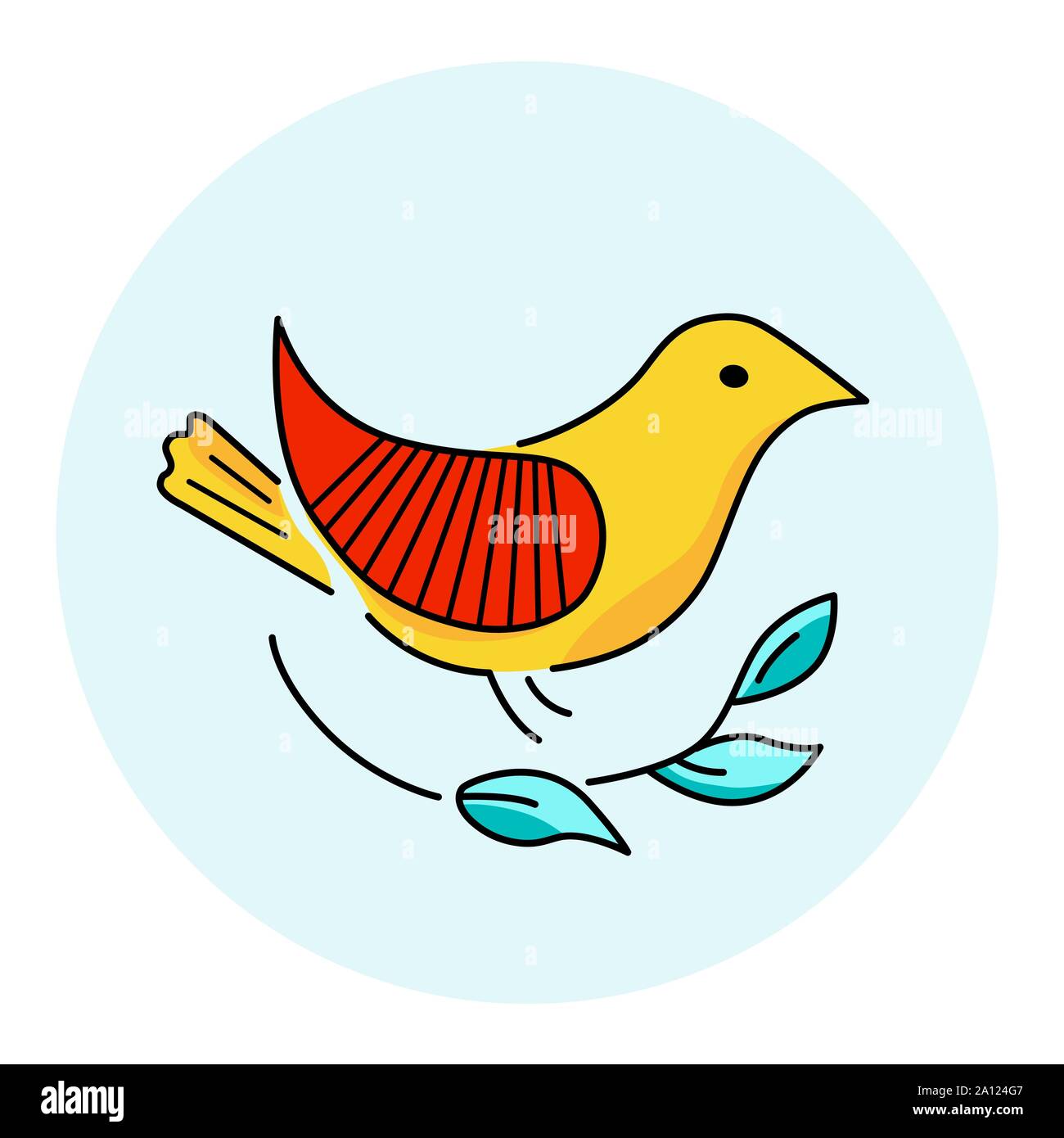 Vector illustration couleur d'un oiseau, le logo, les dessins au trait en motif de broderie de style folklorique pour l'ornement Illustration de Vecteur