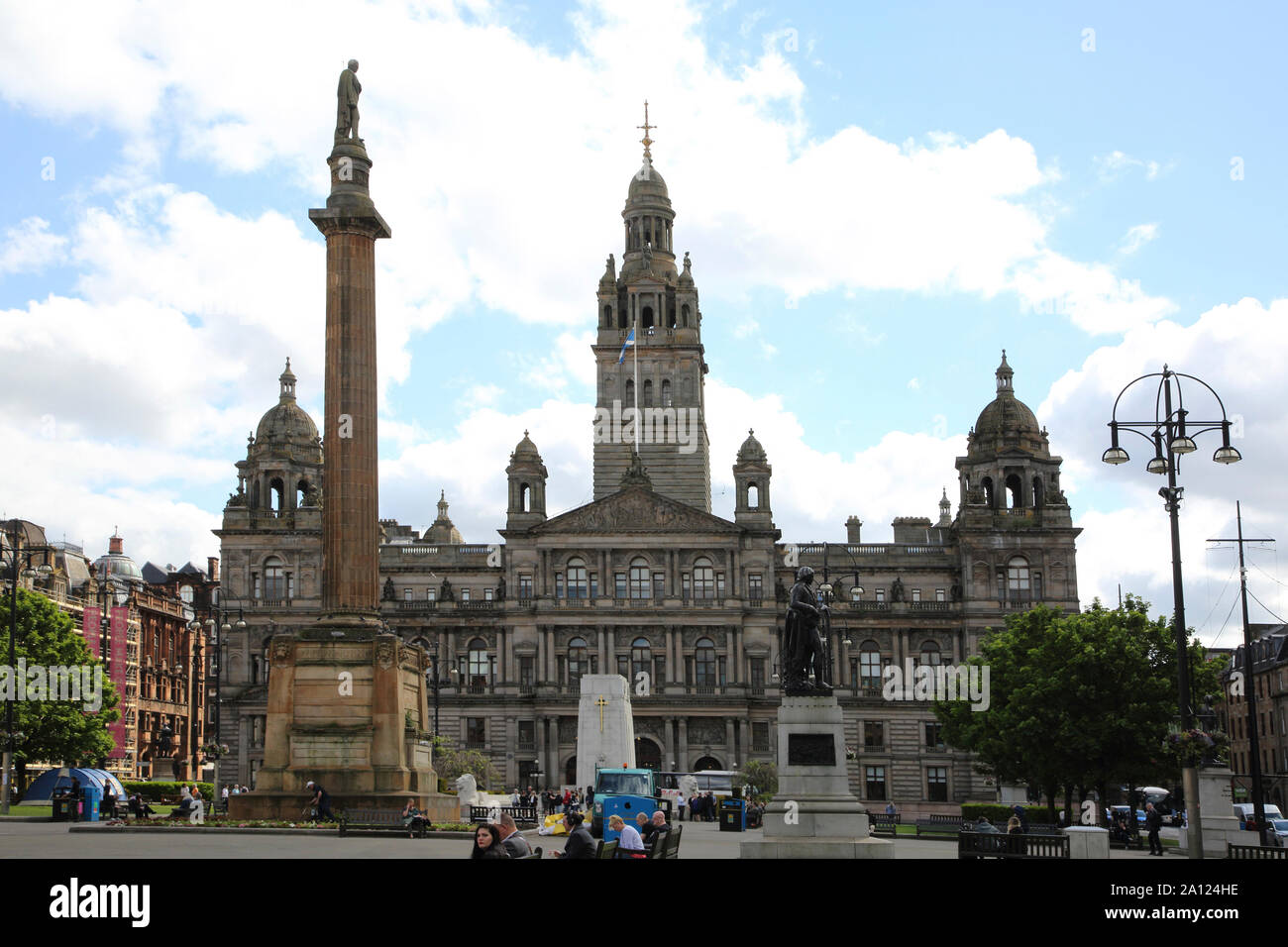 Glasgow Ecosse George Square Glasgow City Chambers Banque D'Images