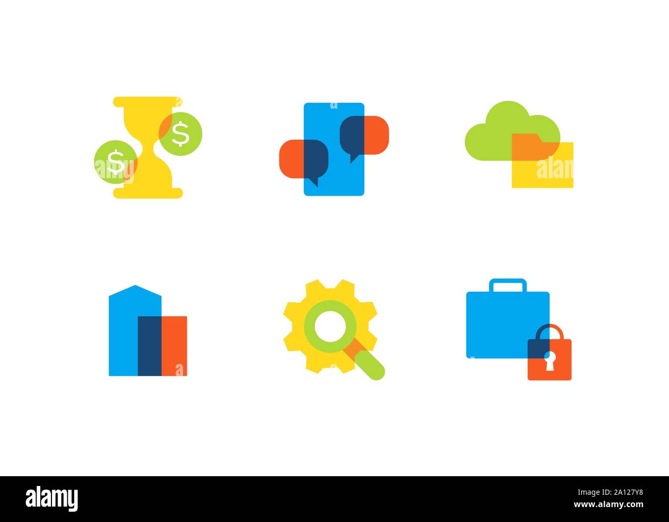 Business & Finance - télévision style design icons set Illustration de Vecteur