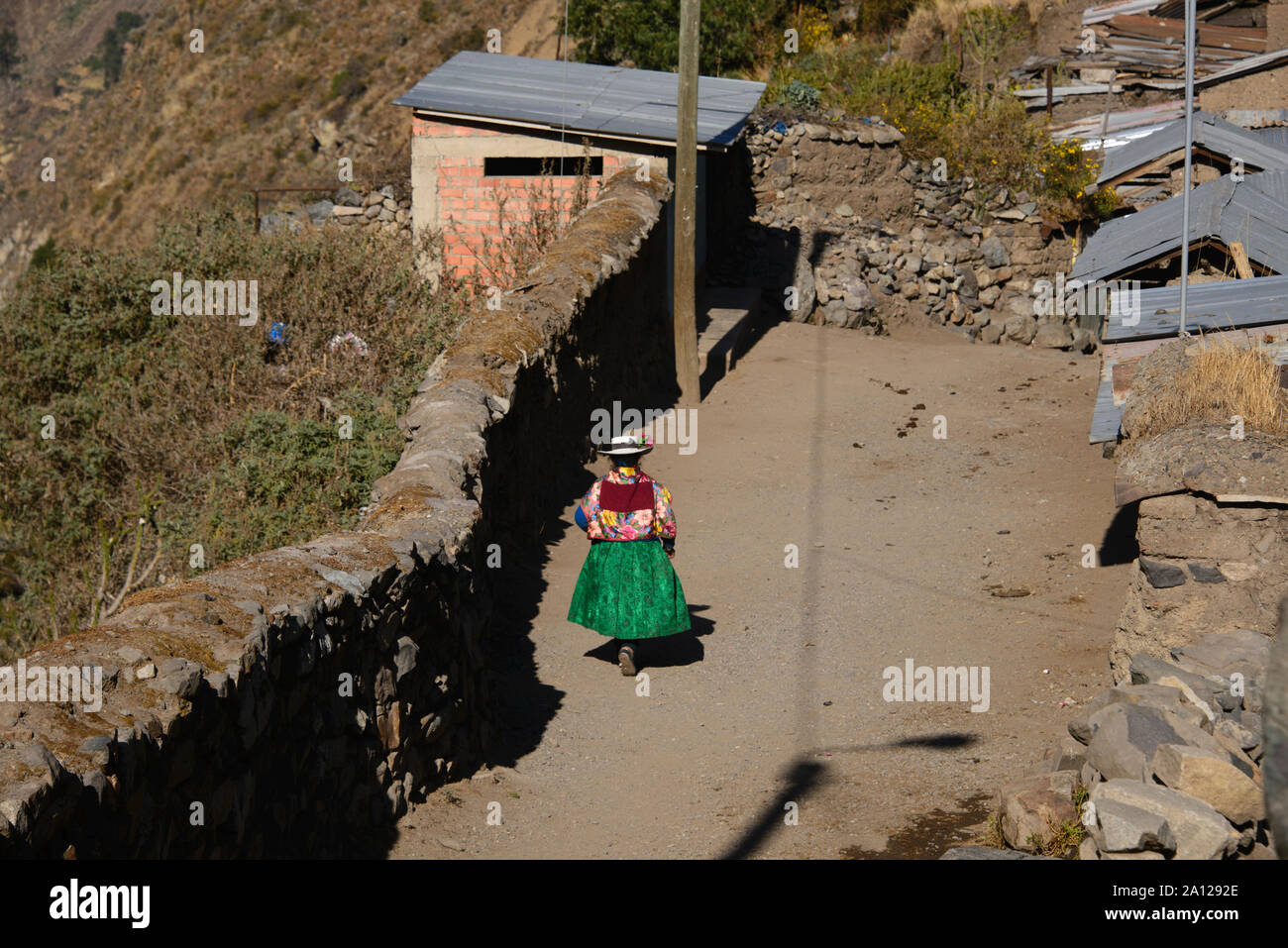 Scène rurale à Huayllapa village sur la cordillère Huayhuash circuit, Ancash, Pérou Banque D'Images