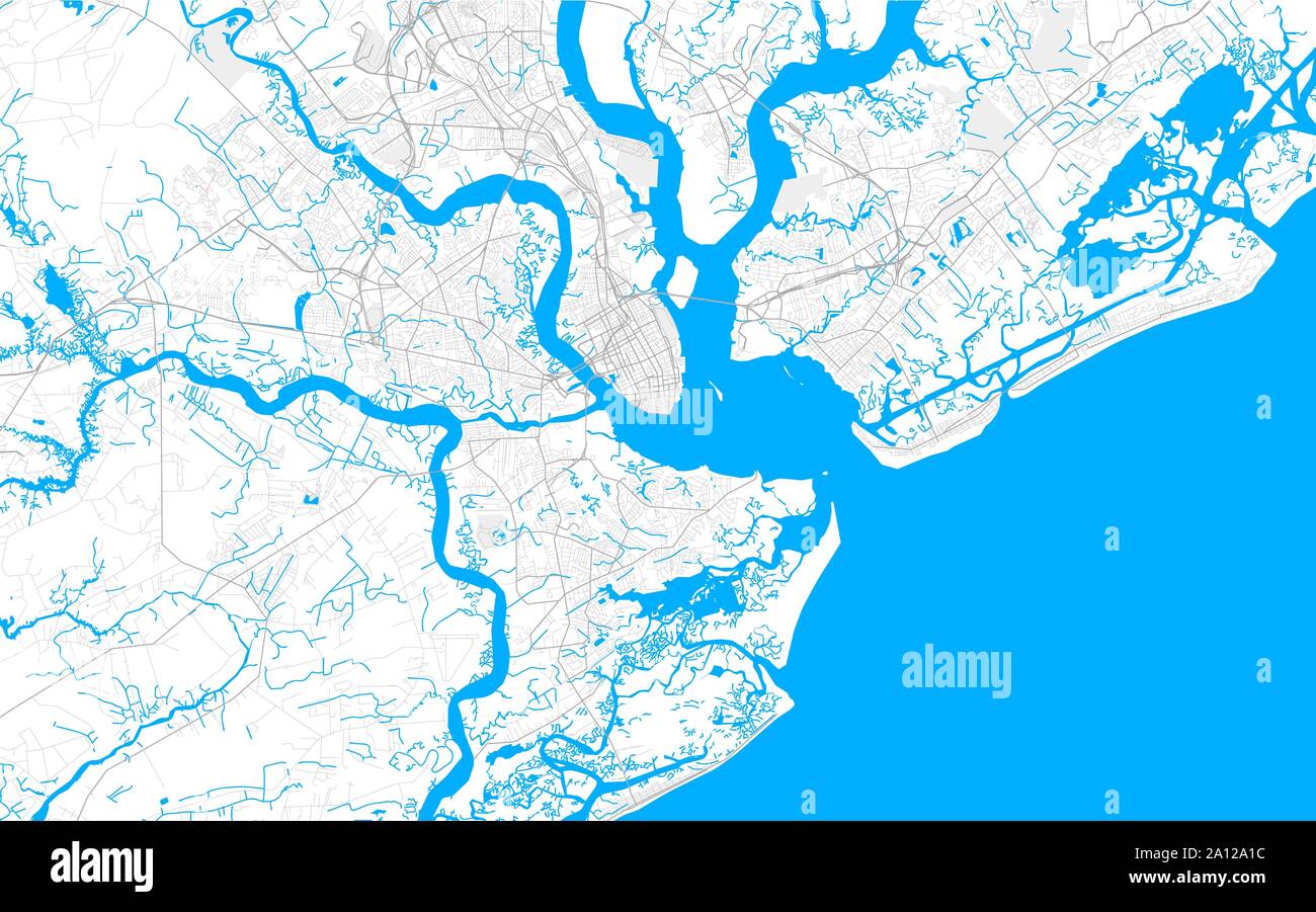 Carte de la zone riche vecteur détaillées de Charleston, Caroline du Sud, USA. Modèle de carte pour la décoration. Illustration de Vecteur