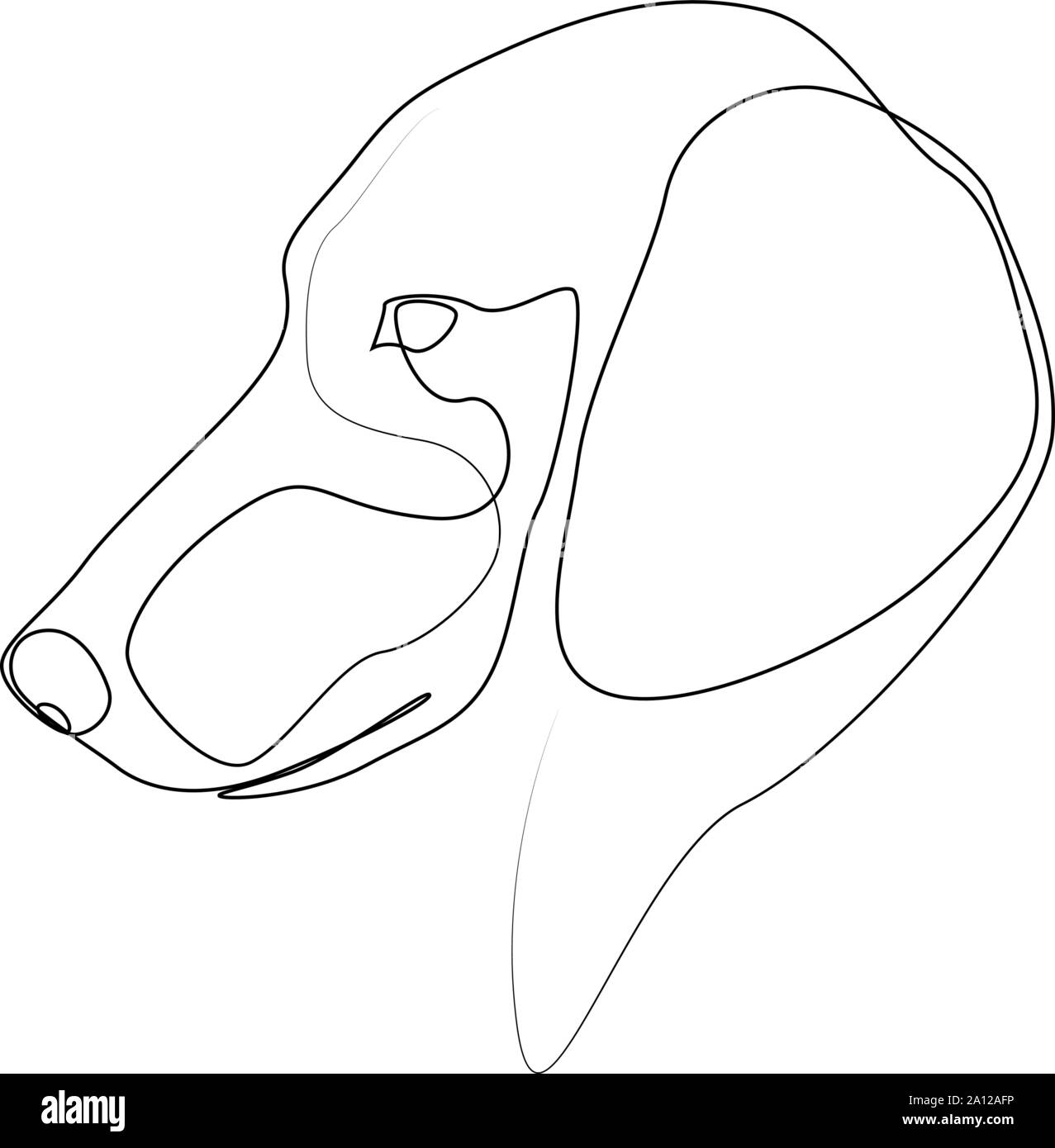 Ligne continue teckel. Seule ligne chien style minimal vector illustration Illustration de Vecteur