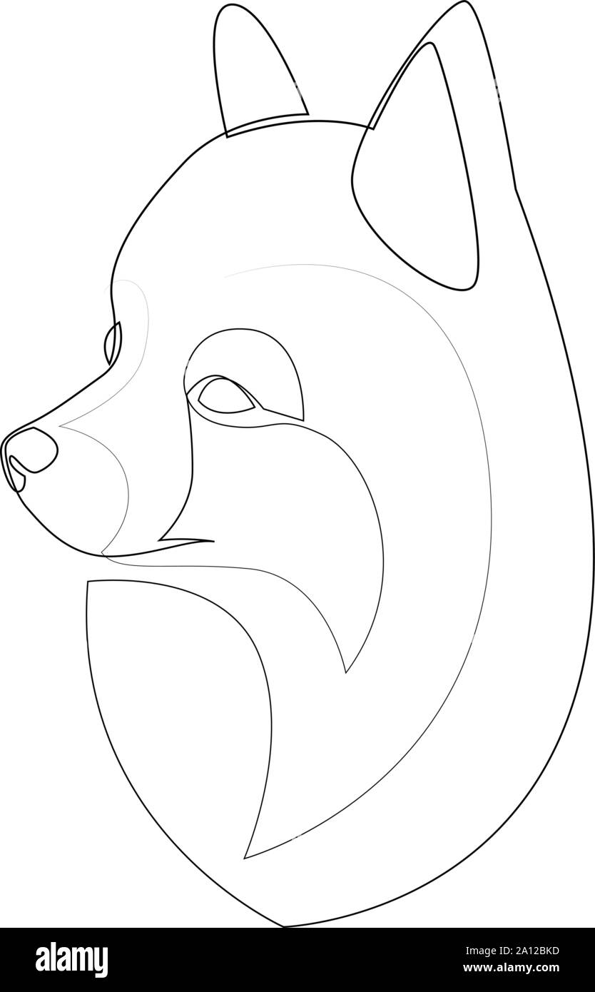 Ligne continue spitz Pomeranian. Ligne unique style minimal chien Spitz vector illustration Illustration de Vecteur