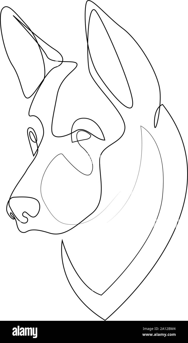 Ligne continue Berger Allemand. Ligne unique style minimal Shepherd Dog vector illustration Illustration de Vecteur