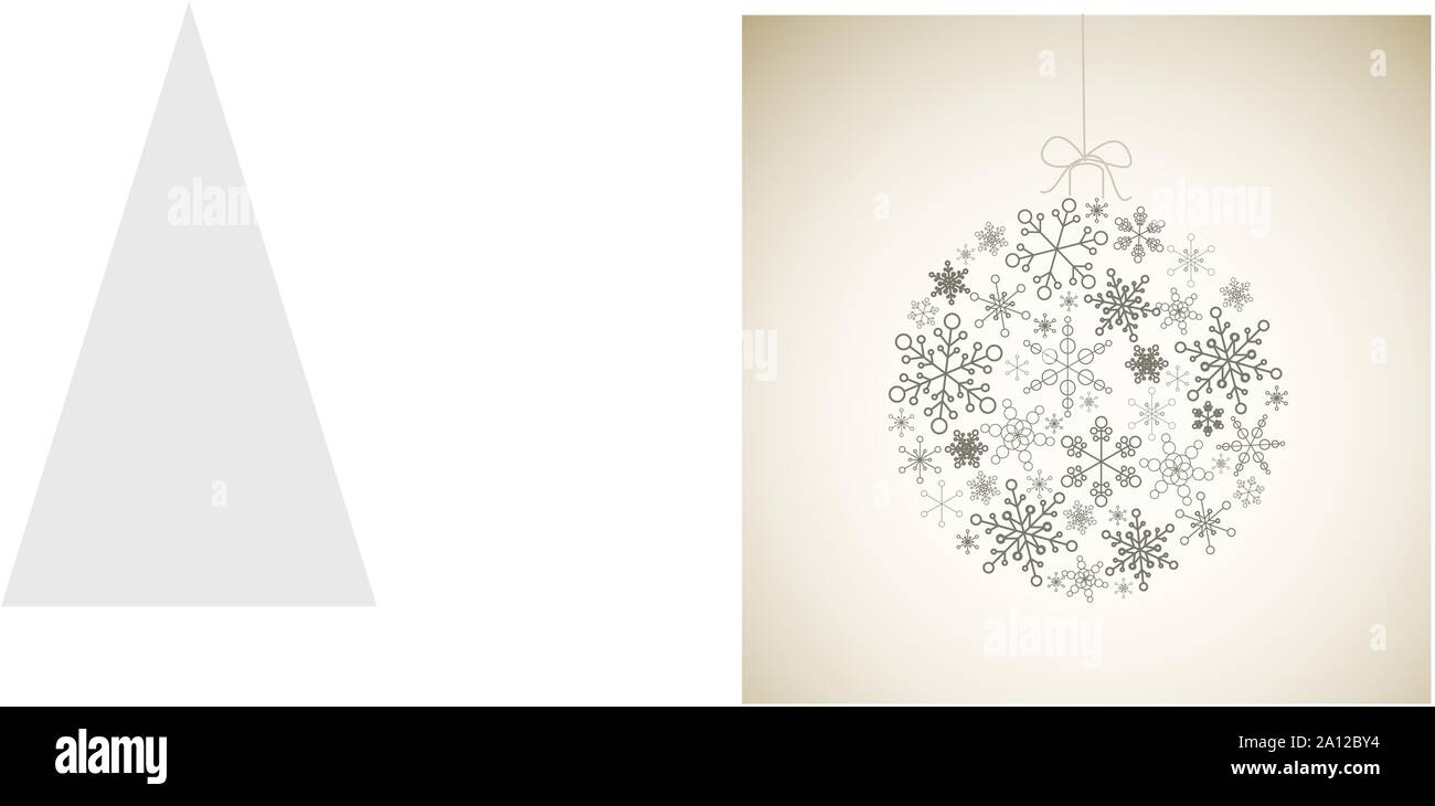 Vector Christmas ball fabriqués à partir de simples flocons gris sur fond clair - carte de Noël Illustration de Vecteur