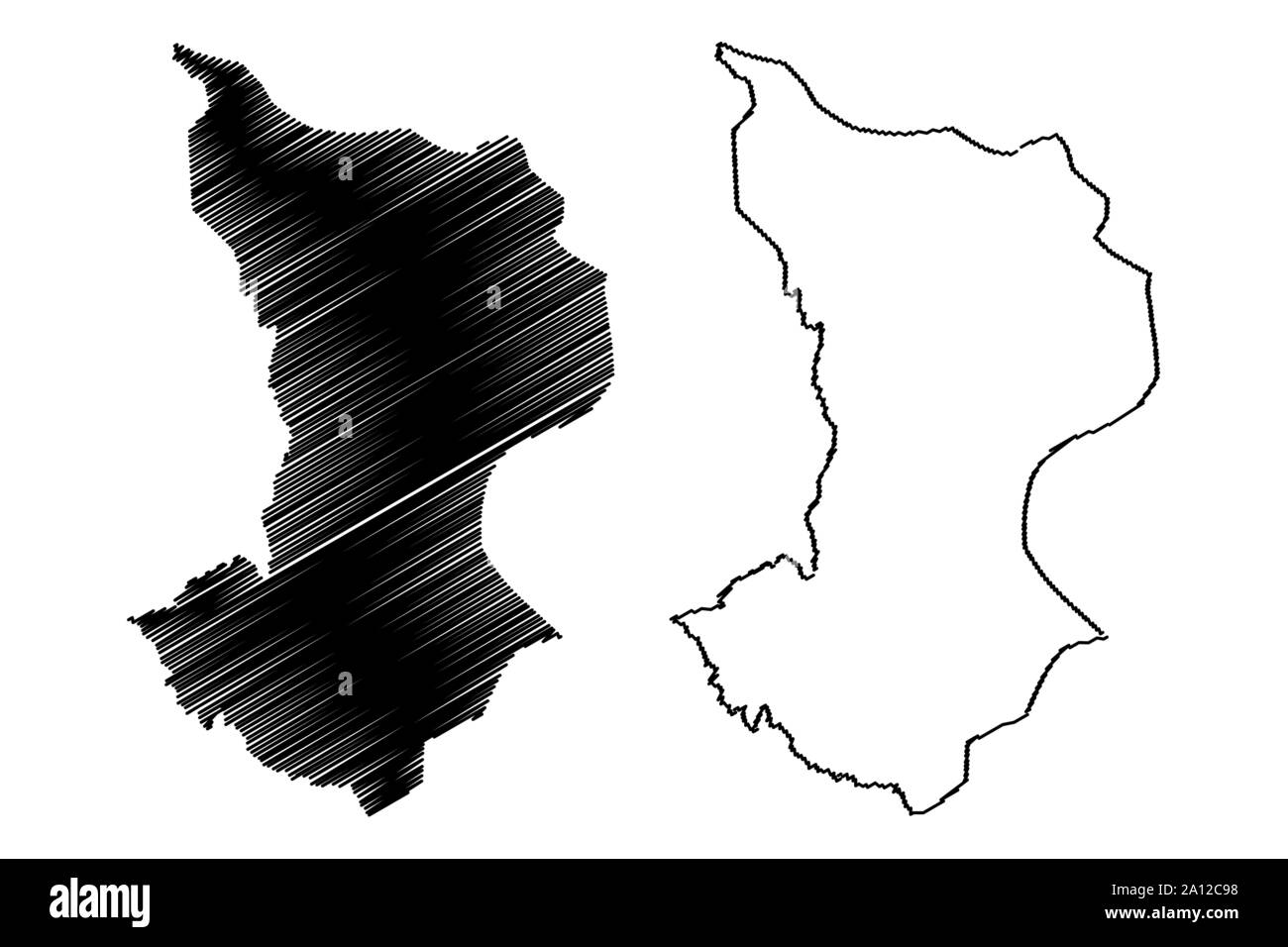 La province de Dajabon (République dominicaine, Haïti, les provinces de la République dominicaine) map vector illustration, scribble sketch carte Dajabón Illustration de Vecteur