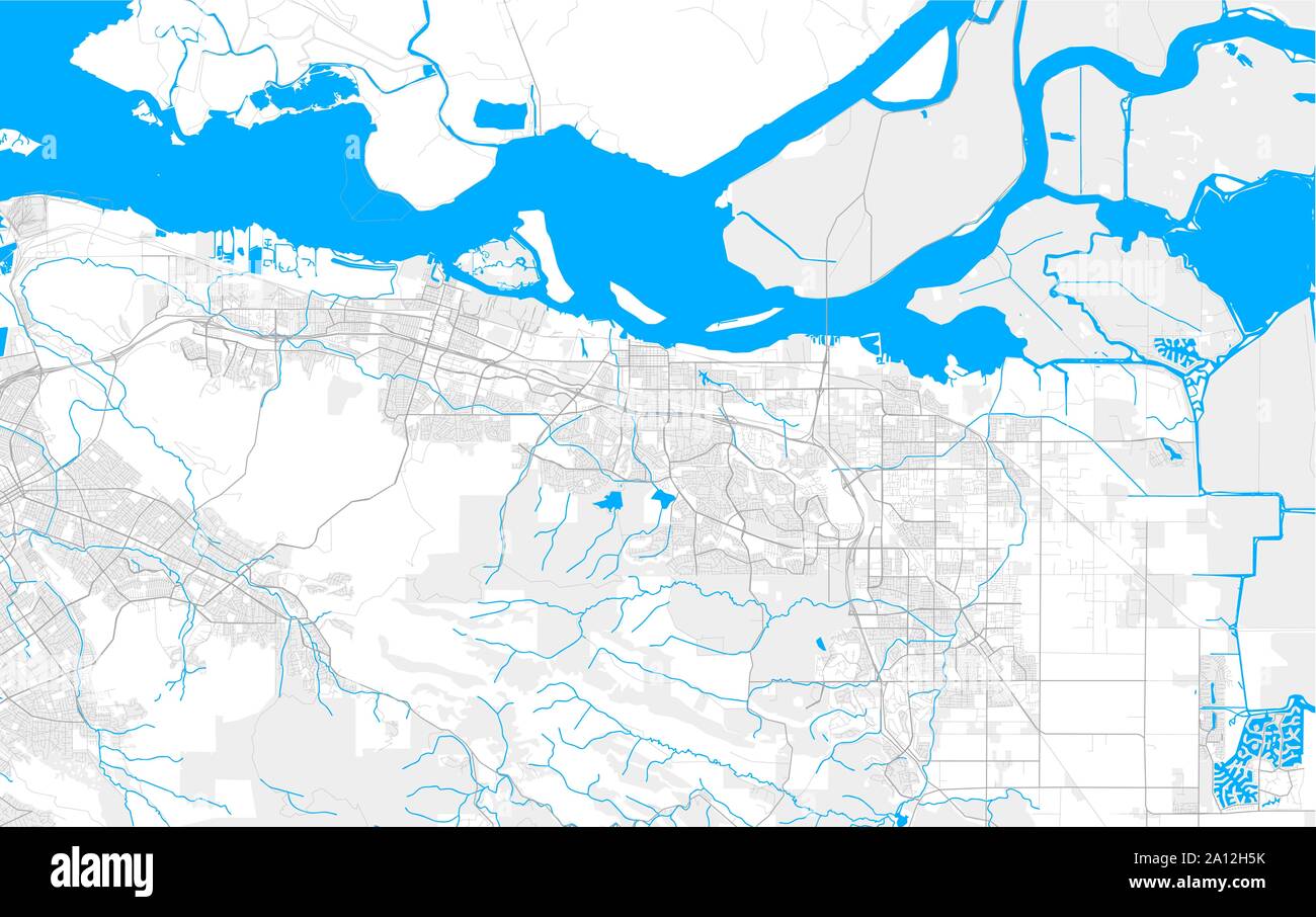 Détaillée riche carte de la zone d'Antioche vecteur, Californie, USA. Modèle de carte pour la décoration. Illustration de Vecteur