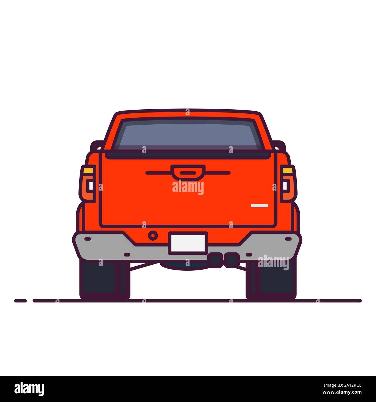 Vue avant du grand ramasseur. Illustration vecteur de style de ligne. Off road et prendre la bannière véhicule de livraison. Moto-cross de voiture moderne vue rare. Off- moderne Illustration de Vecteur