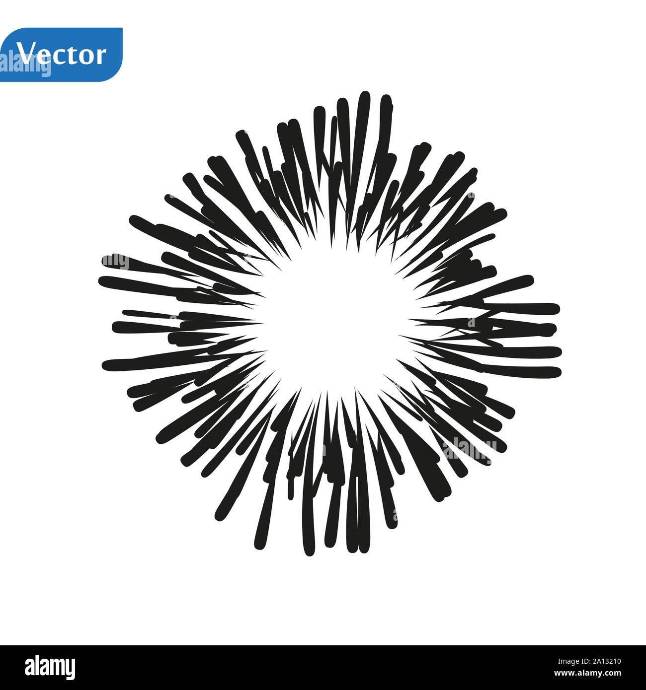 Vintage Sunburst Explosion Handdrawn Élément Design artifice rayons noir Illustration de Vecteur