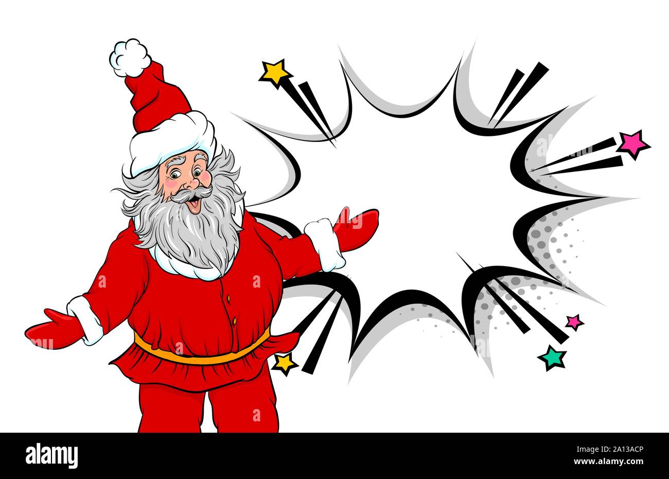 Funny old Santa style pop art show place text Illustration de Vecteur