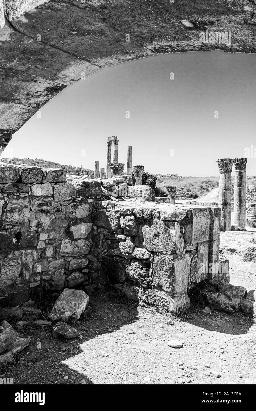 La Citadelle d'Amman, La Citadelle d'Amman est un site historique au cœur du centre-ville de Amman, en Jordanie. Connue en arabe comme Jabal al-Qal'a, le palais omeyyade est Banque D'Images