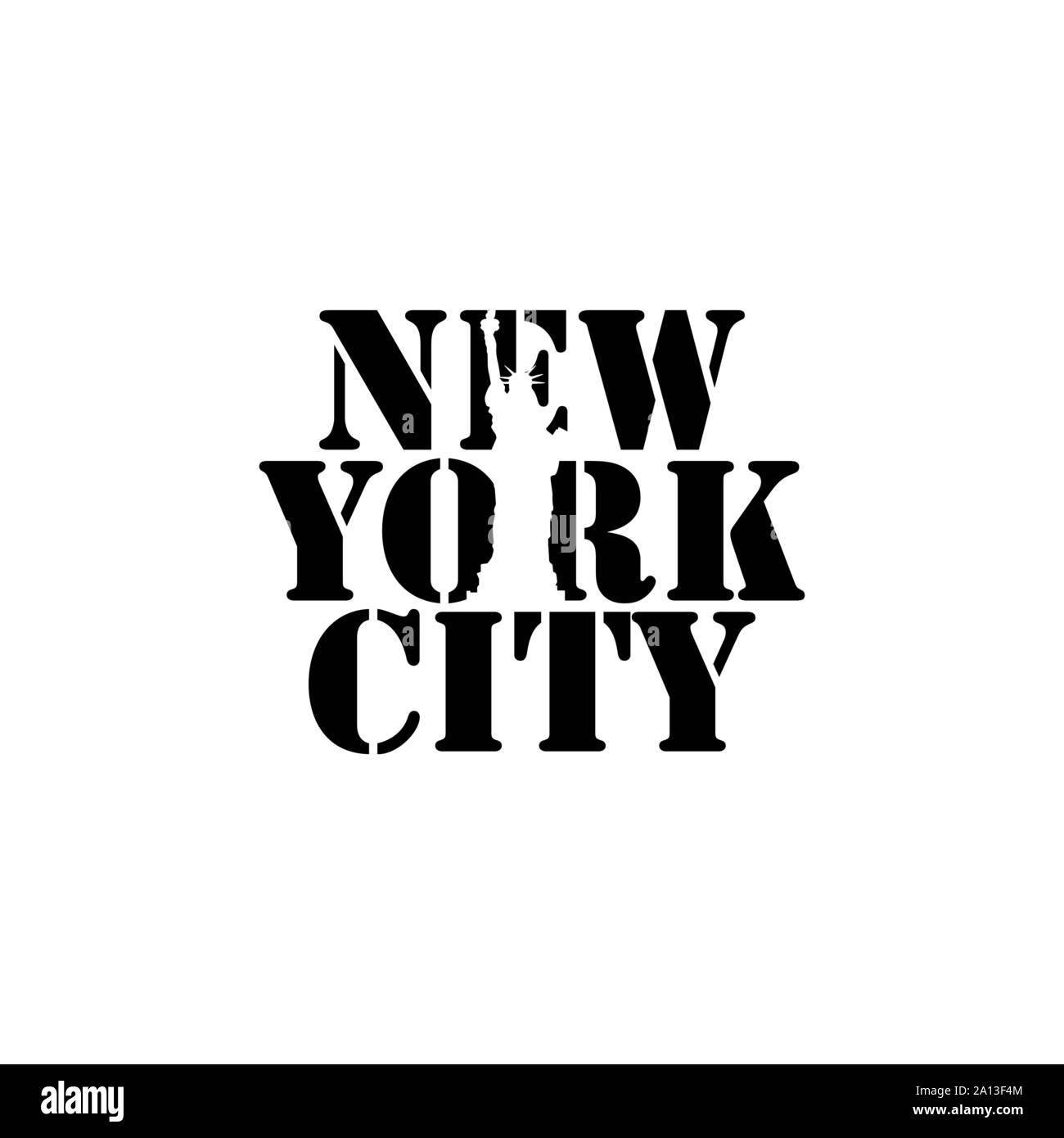 New York city typographie lettrage avec Big Ben horloge dans l'espace négatif style design vector Illustration de Vecteur